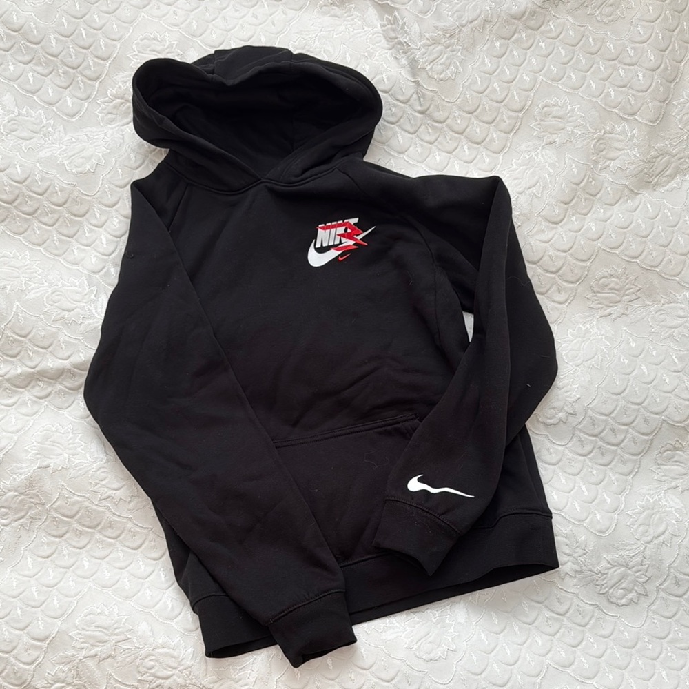 Nike Black Hoodie with Red and White Accents